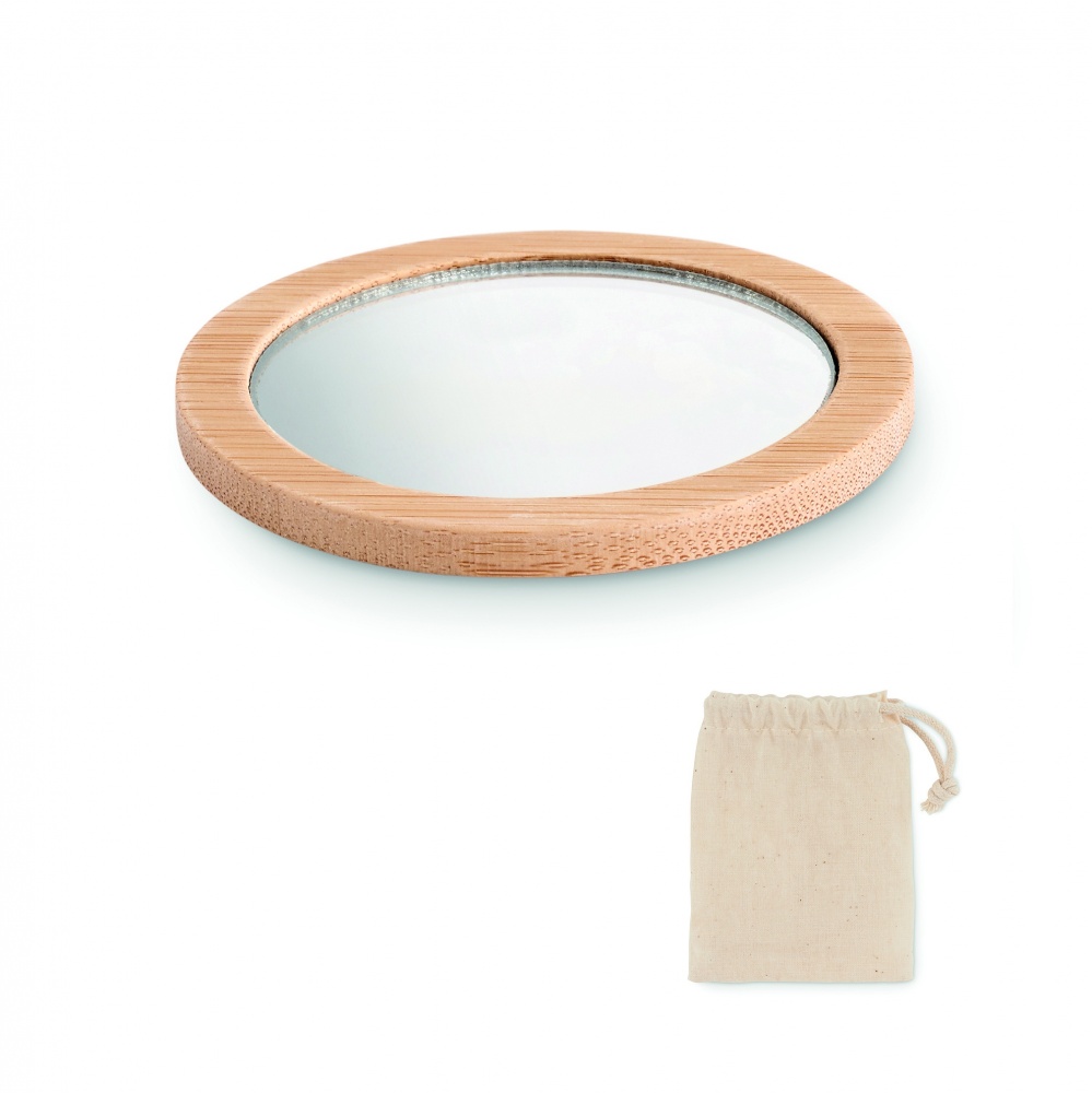 Logo trade business gifts image of: Bamboo make-up mirror