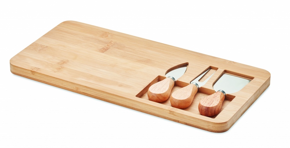 Logo trade promotional items picture of: Bamboo Cheese board set Leipzig