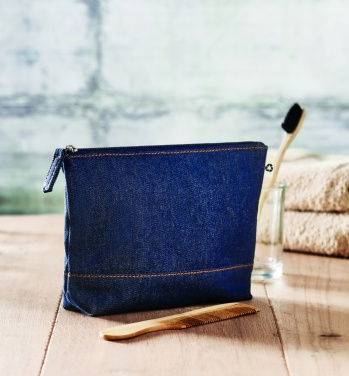 Logo trade promotional products image of: Recycled denim cosmetic pouch