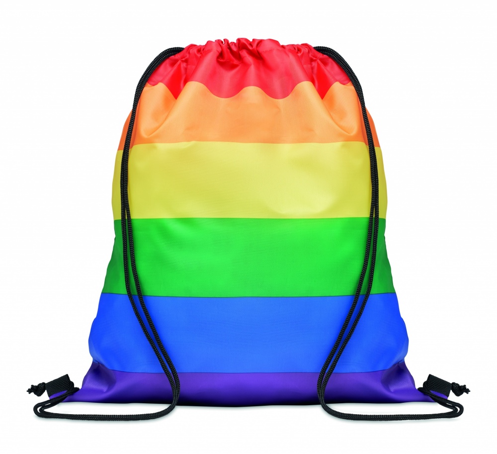 Logo trade business gift photo of: Rainbow RPET drawstring bag