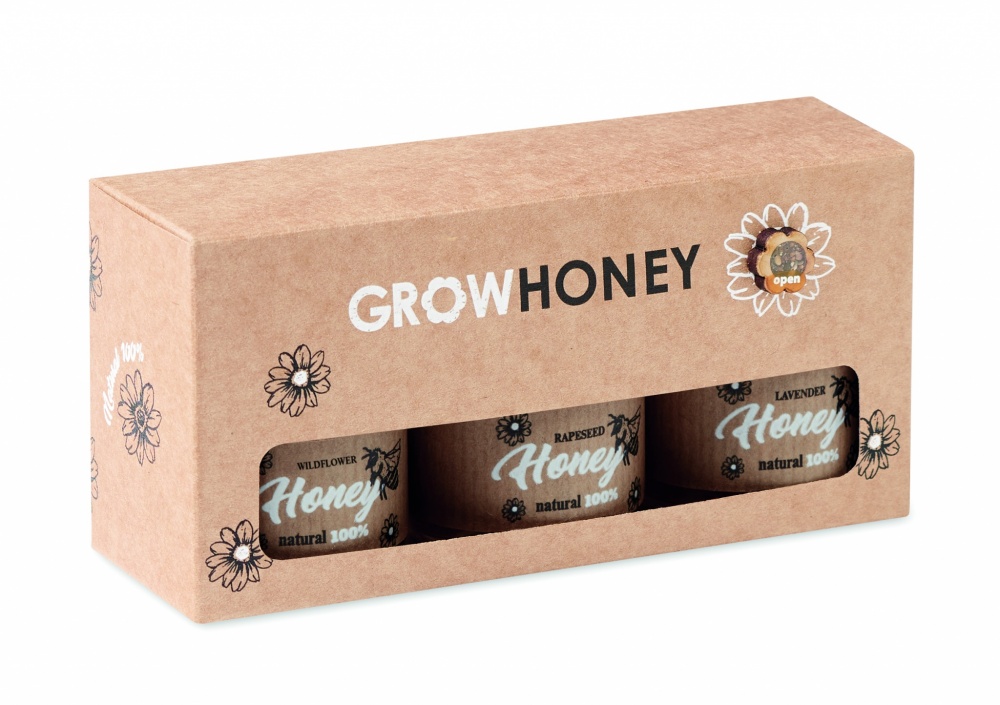 Logo trade promotional item photo of: Set of 3 wildflower honey