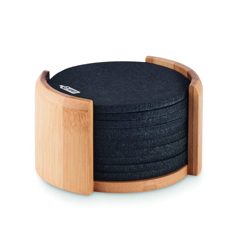 Logotrade promotional item image of: RPET coasters in bamboo holder