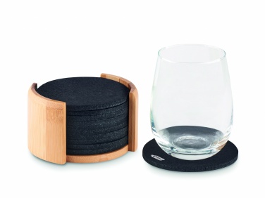 Logo trade promotional giveaway photo of: RPET coasters in bamboo holder