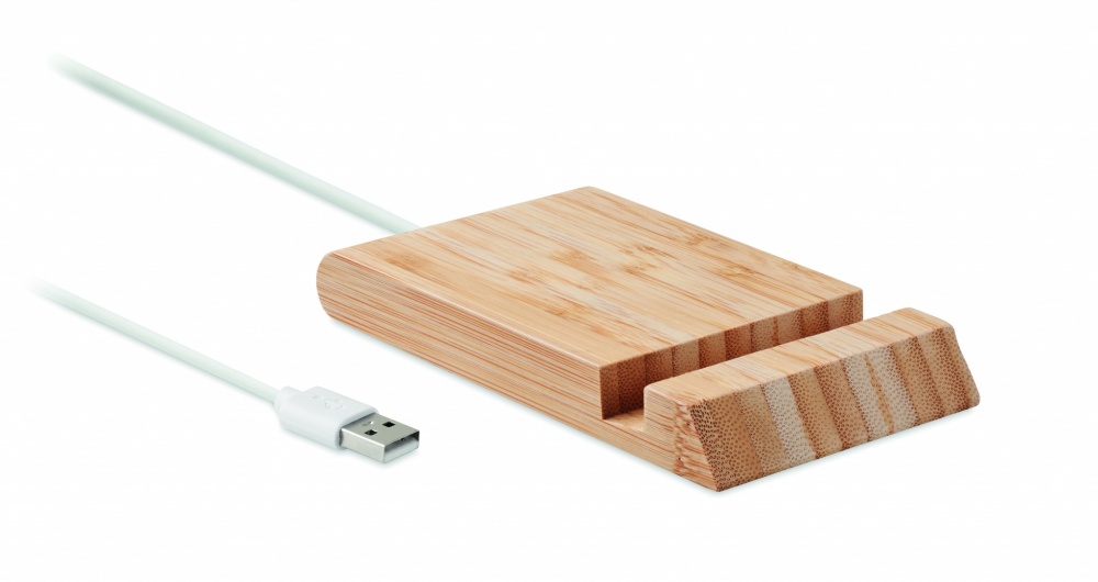 Logo trade promotional gifts image of: Bamboo wireless charger  10W ODOS