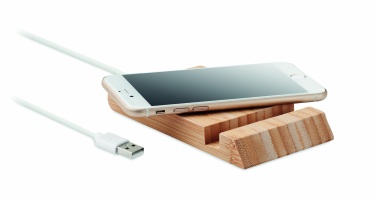 Logo trade promotional items picture of: Bamboo wireless charger  10W ODOS