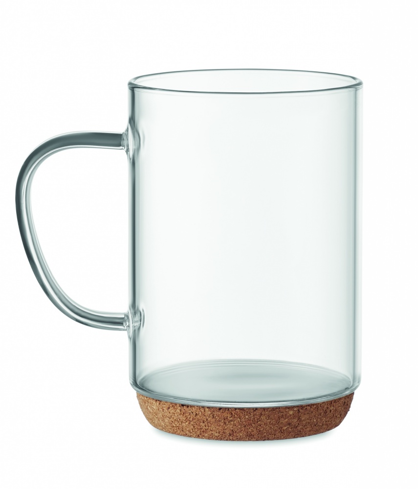 Logo trade corporate gift photo of: Glass mug 400ml with cork base