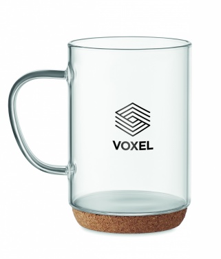 Logo trade promotional products image of: Glass mug 400ml with cork base