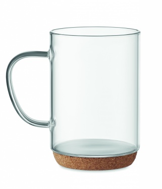 Logo trade promotional gift photo of: Glass mug 400ml with cork base