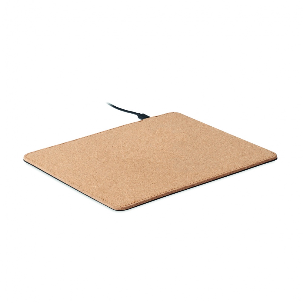 Logo trade promotional merchandise image of: Cork mouse mat charger 15W