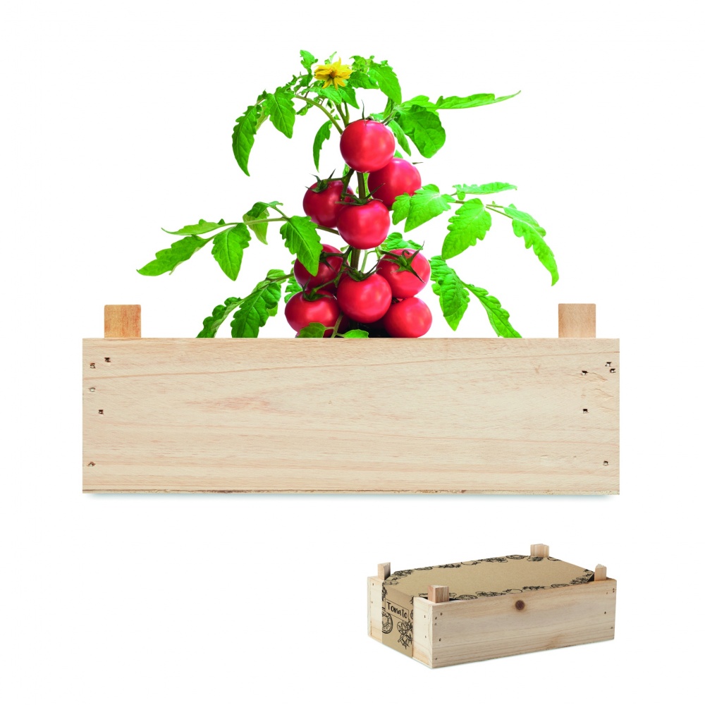 Logo trade promotional giveaways picture of: Tomato kit in wooden crate