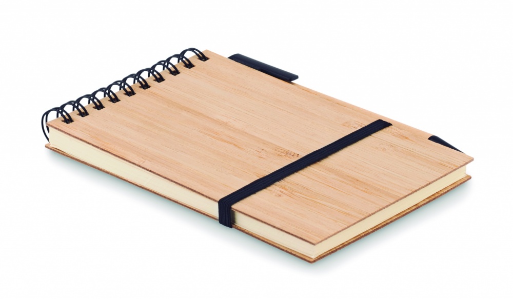 Logo trade promotional gift photo of: A6 bamboo notepad with pen SONORABAM