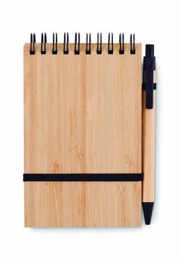 Logo trade promotional products image of: A6 bamboo notepad with pen SONORABAM