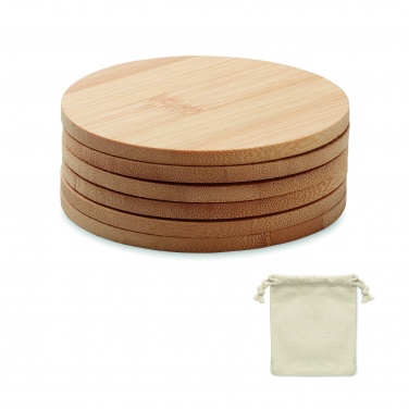 Logo trade promotional gift photo of: Set of 6 bamboo coasters