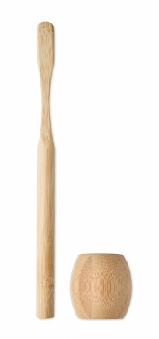 Logo trade promotional gift photo of: Bamboo tooth brush with stand