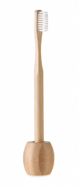 Logo trade promotional merchandise photo of: Bamboo tooth brush with stand