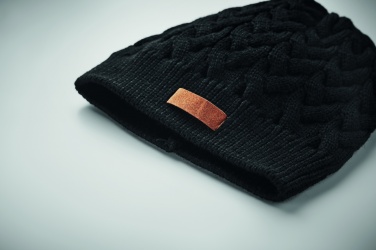 Logo trade corporate gifts picture of: Cable knit beanie in RPET