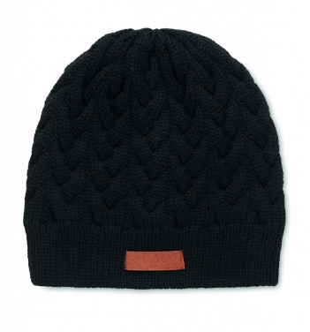 Logotrade promotional product picture of: Cable knit beanie in RPET