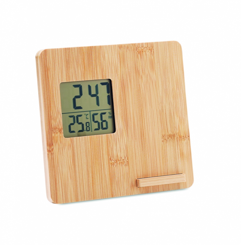 Logo trade promotional merchandise picture of: Bamboo weather station 10W