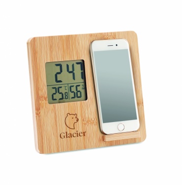 Logo trade promotional items image of: Bamboo weather station 10W