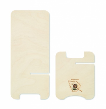 Logo trade promotional gift photo of: Birch Wood phone stand