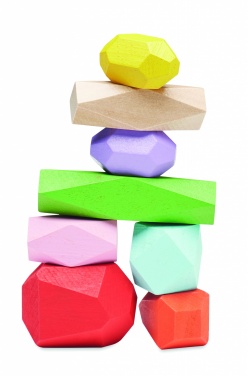 Logo trade promotional products image of: 8 stacking wood rocks in pouch