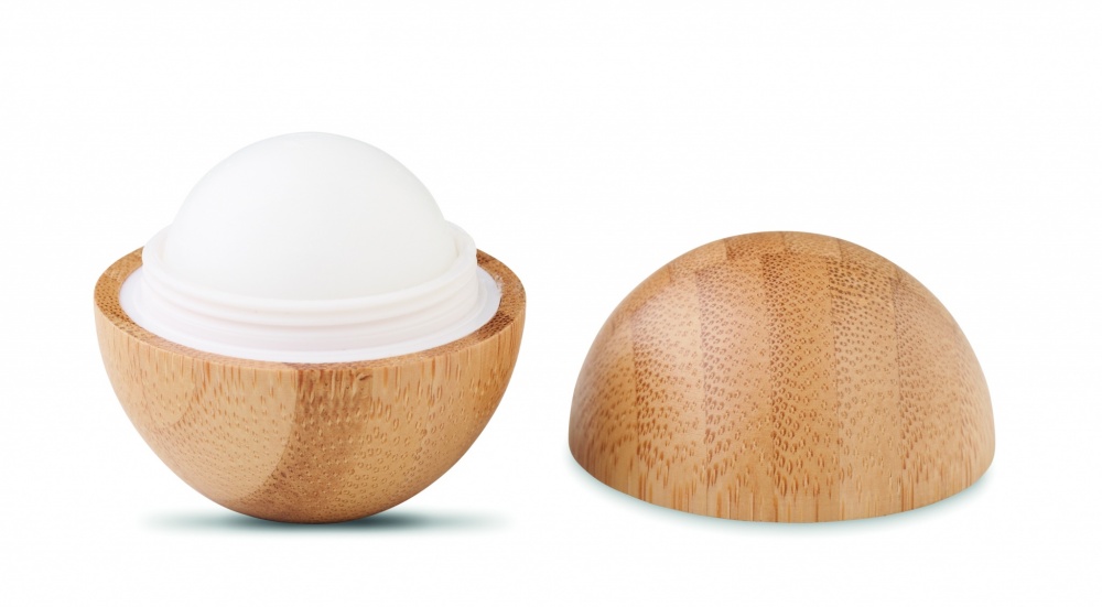 Logo trade promotional item photo of: Lip balm in round bamboo case