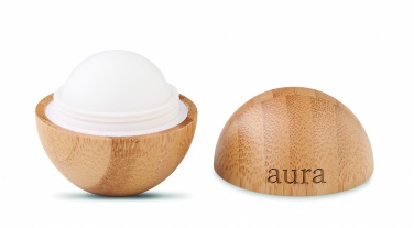 Logo trade advertising products image of: Lip balm in round bamboo case