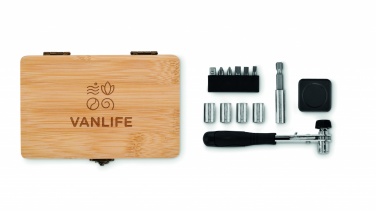 Logo trade promotional merchandise photo of: 13 piece tool set, bamboo case