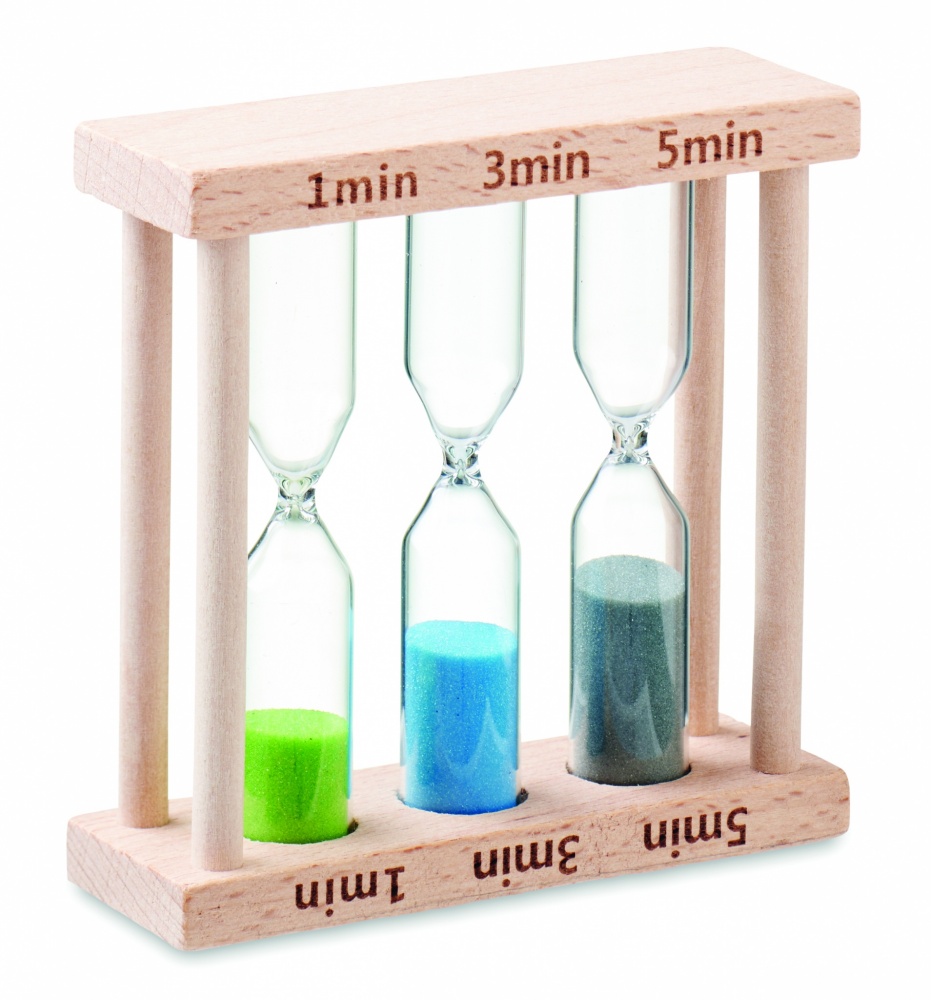 Logo trade business gift photo of: Set of 3 wooden sand timer