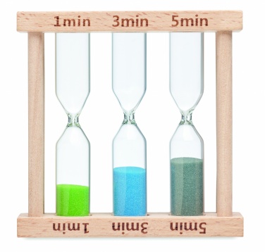 Logo trade promotional gift photo of: Set of 3 wooden sand timer