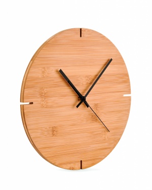 Logo trade business gifts image of: Round shape bamboo wall clock