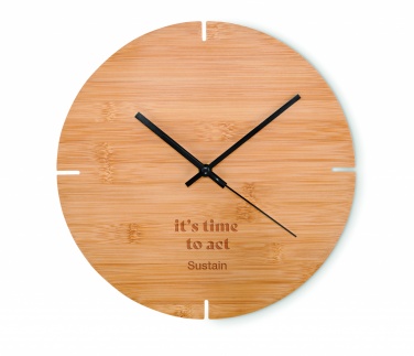 Logo trade corporate gift photo of: Round shape bamboo wall clock