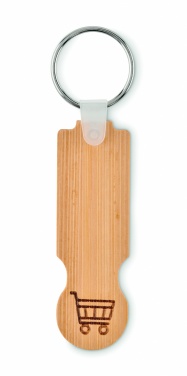 Logo trade promotional products image of: Bamboo euro token key ring Rauma