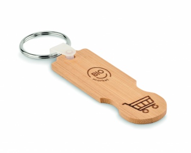 Logo trade promotional items picture of: Bamboo euro token key ring