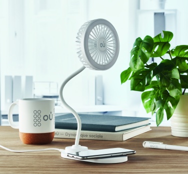 Logo trade business gift photo of: Desktop charger fan with light