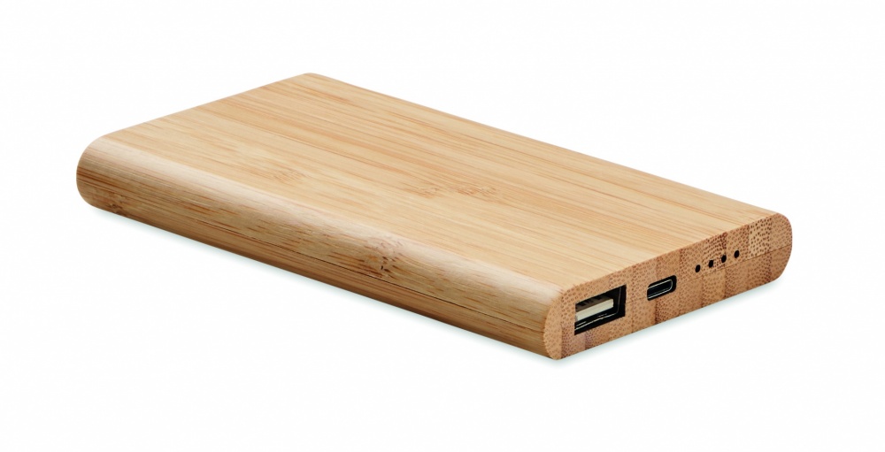 Logo trade promotional items picture of: 4000 mAh Bamboo power bank