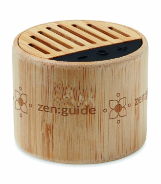 Logo trade corporate gifts picture of: Round bamboo wireless speaker