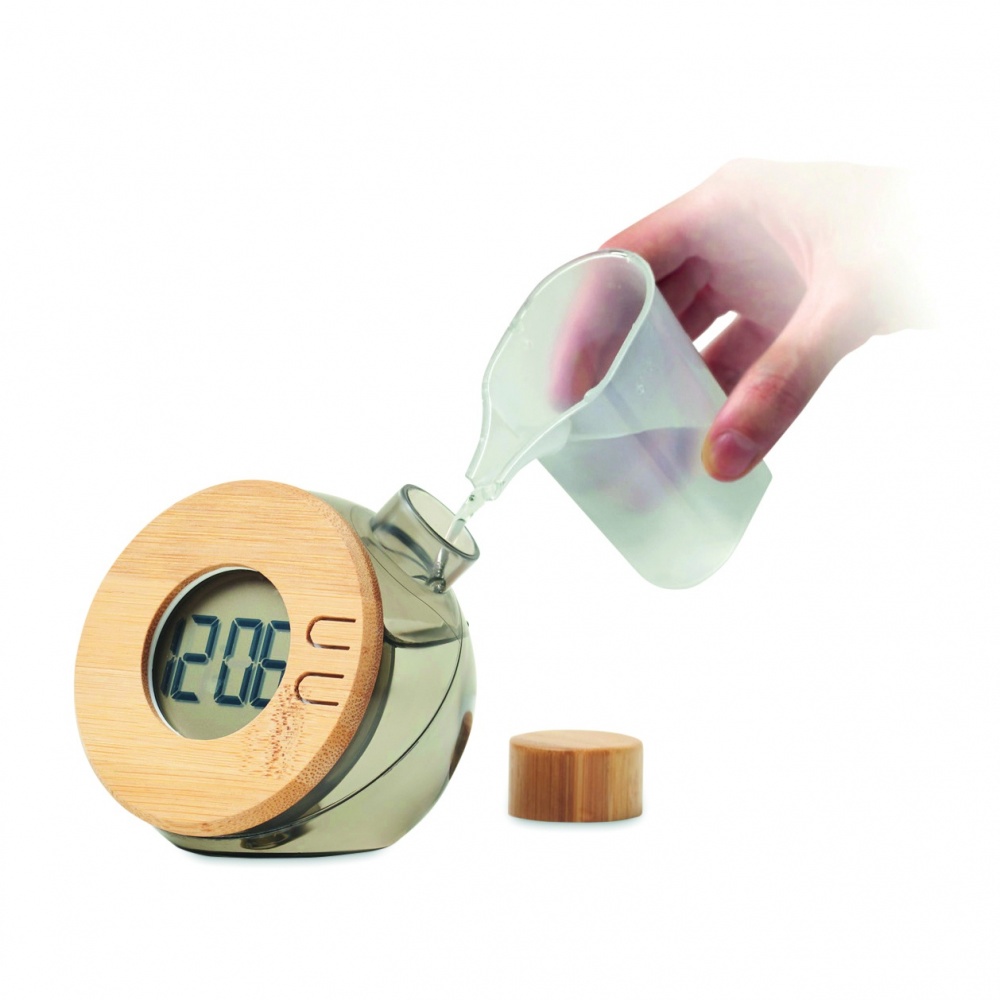 Logotrade promotional product picture of: Water powered bamboo LCD clock