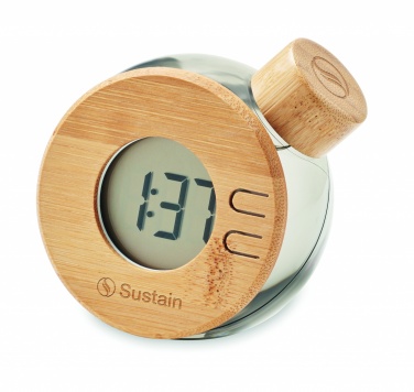 Logo trade promotional gift photo of: Water powered bamboo LCD clock