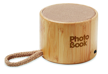 Logotrade promotional item picture of: Round bamboo wireless speaker