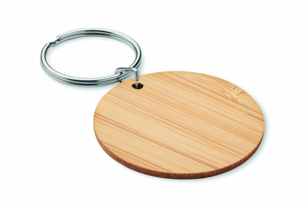 Logotrade promotional product picture of: Round bamboo key ring Pieksämäki