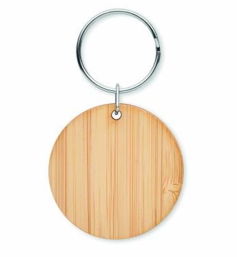 Logo trade promotional gift photo of: Round bamboo key ring Pieksämäki