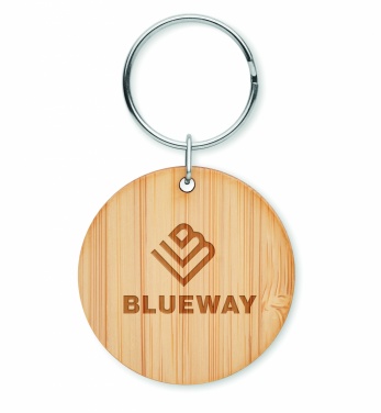 Logo trade promotional giveaways picture of: Round bamboo key ring Pieksämäki