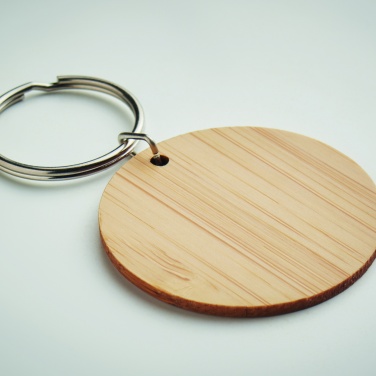 Logo trade business gifts image of: Round bamboo key ring Pieksämäki