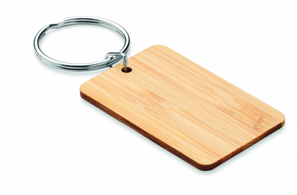 Logotrade promotional product picture of: Rectangular bamboo key ring Riihimäki