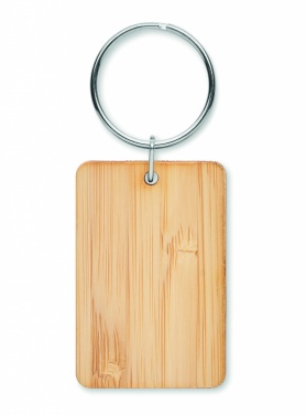 Logo trade promotional giveaways picture of: Rectangular bamboo key ring Riihimäki