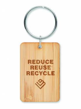 Logo trade corporate gifts image of: Rectangular bamboo key ring Riihimäki