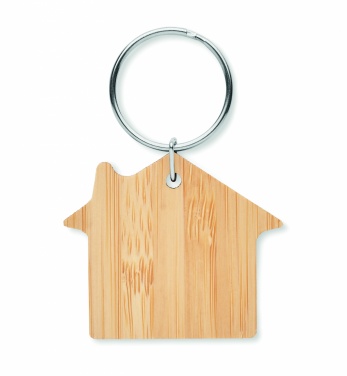 Logotrade promotional merchandise picture of: House shaped bamboo key ring Järvenpää