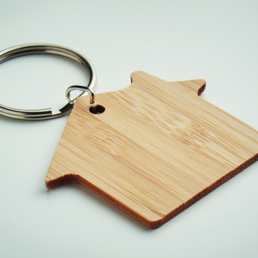 Logotrade promotional product picture of: House shaped bamboo key ring Järvenpää