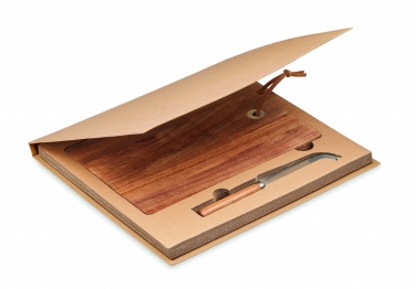 Logo trade promotional giveaways image of: Acacia wood cheese board set Hannover